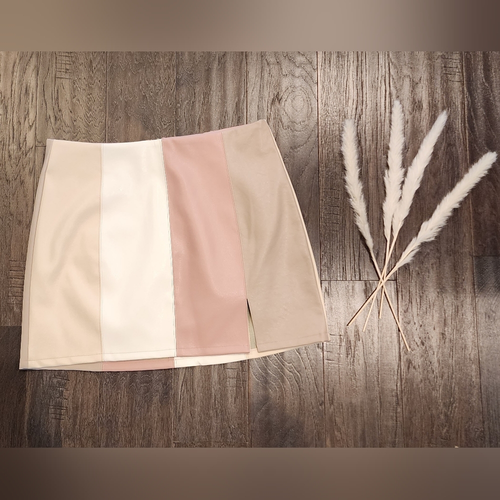 Altar'd State Faux leather vertical panels mini skirt.  Size L.